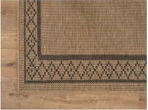 Haven 4 ft. x 6 ft. Natural Border Diamond Washable Easy Jute Modern Indoor Outdoor Area Rug