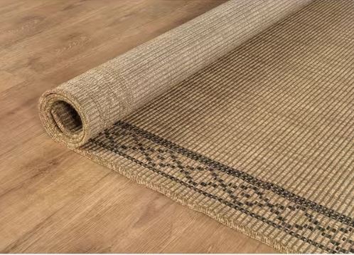 Haven 4 ft. x 6 ft. Natural Border Diamond Washable Easy Jute Modern Indoor Outdoor Area Rug