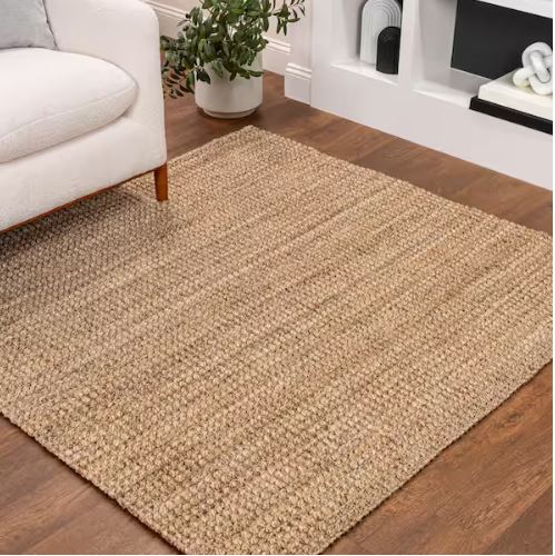5 X 7 Jute Aloha Washable Solid Indoor Outdoor Area Rug