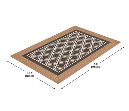 Black 6 ft. x 9 ft. Indoor/Outdoor Trellis Layering Area Rug