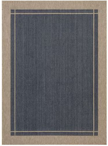 Navy Center Border 8 ft. x 10 ft. Indoor/Outdoor Area Rug