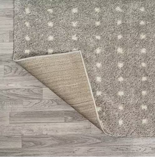 Pele Modern Geometric Dot Shag Gray/Ivory 8 ft. x 10 ft. Area Rug