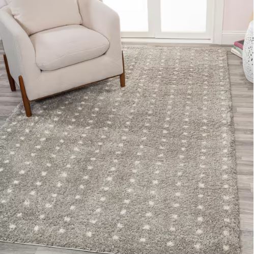 Pele Modern Geometric Dot Shag Gray/Ivory 8 ft. x 10 ft. Area Rug
