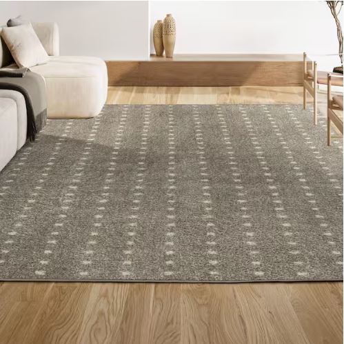 Pele Modern Geometric Dot Shag Gray/Ivory 8 ft. x 10 ft. Area Rug