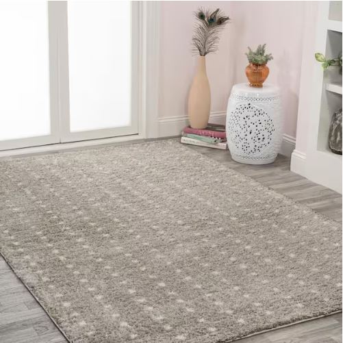 Pele Modern Geometric Dot Shag Gray/Ivory 8 ft. x 10 ft. Area Rug
