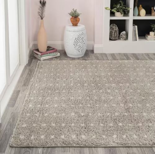 Pele Modern Geometric Dot Shag Gray/Ivory 8 ft. x 10 ft. Area Rug