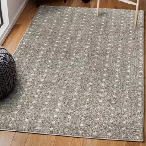 Pele Modern Geometric Dot Shag Gray/Ivory 8 ft. x 10 ft. Area Rug