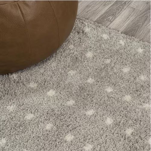 Pele Modern Geometric Dot Shag Gray/Ivory 8 ft. x 10 ft. Area Rug