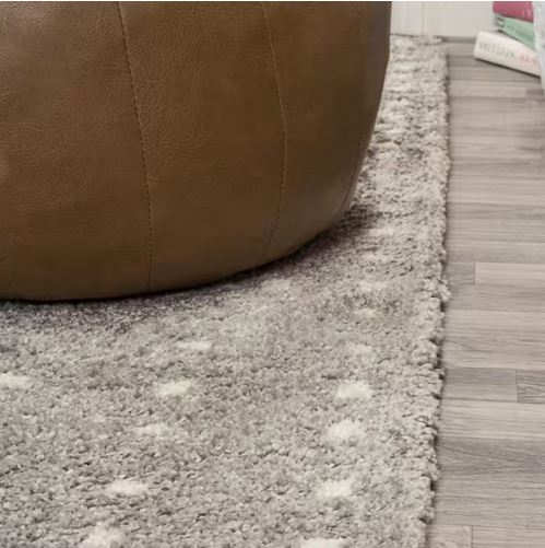 Pele Modern Geometric Dot Shag Gray/Ivory 8 ft. x 10 ft. Area Rug