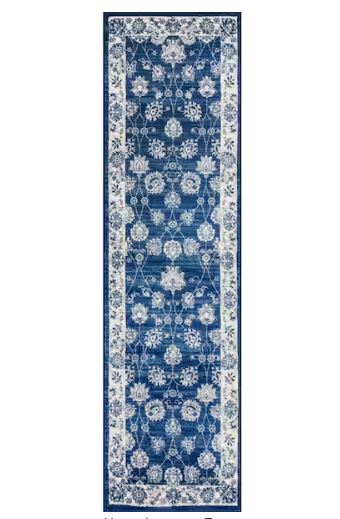 Modern Persian Vintage Moroccan Traditional Navy/Light Grey 2 ft. x 8 ft. Runner Rug