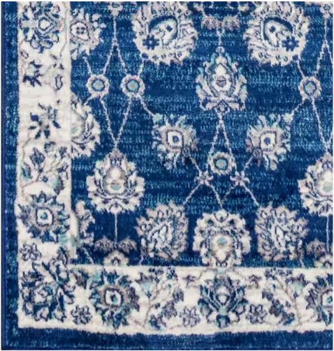 Modern Persian Vintage Moroccan Traditional Navy/Light Grey 2 ft. x 8 ft. Runner Rug