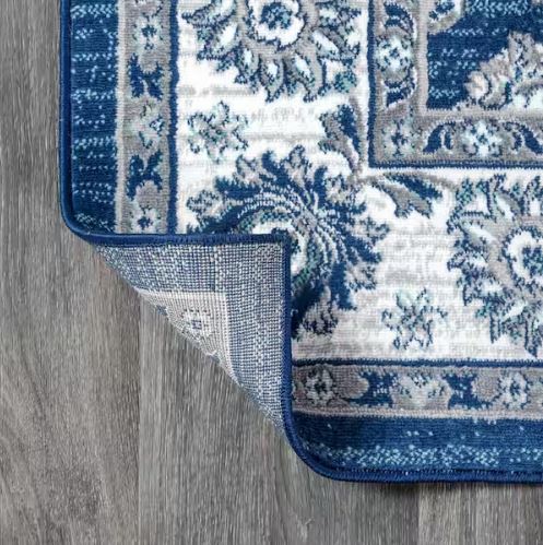 Modern Persian Vintage Moroccan Traditional Navy/Light Grey 2 ft. x 8 ft. Runner Rug