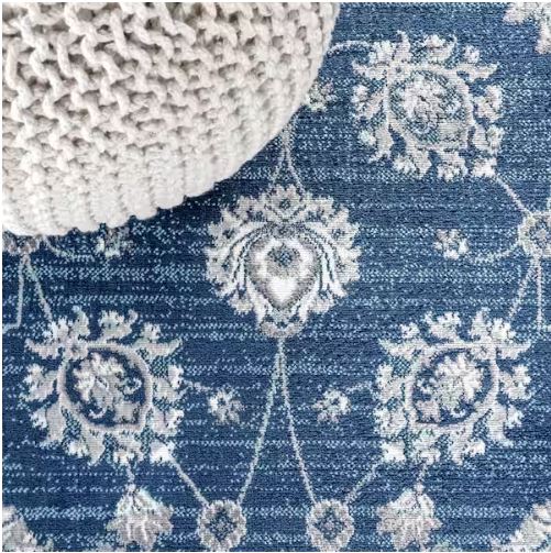 Modern Persian Vintage Moroccan Traditional Navy/Light Grey 2 ft. x 8 ft. Runner Rug
