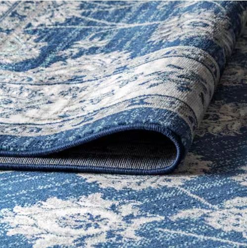 Modern Persian Vintage Moroccan Traditional Navy/Light Grey 2 ft. x 8 ft. Runner Rug