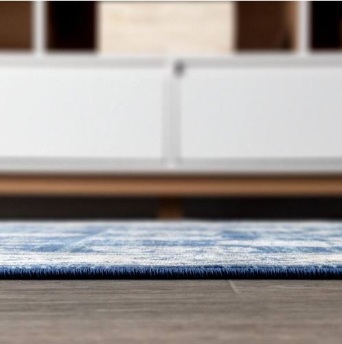 Modern Persian Vintage Moroccan Traditional Navy/Light Grey 2 ft. x 8 ft. Runner Rug
