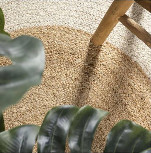 Oceana Two-Tone Boho Jute Circle Cream/Natural 4 ft. Round Area Rug