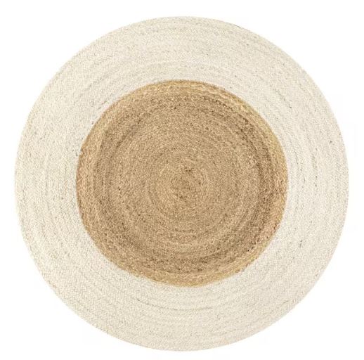Oceana Two-Tone Boho Jute Circle Cream/Natural 4 ft. Round Area Rug