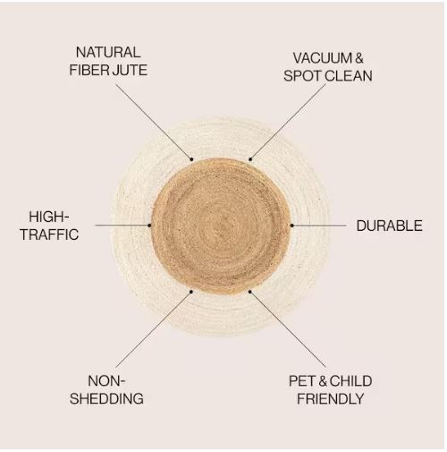 Oceana Two-Tone Boho Jute Circle Cream/Natural 4 ft. Round Area Rug