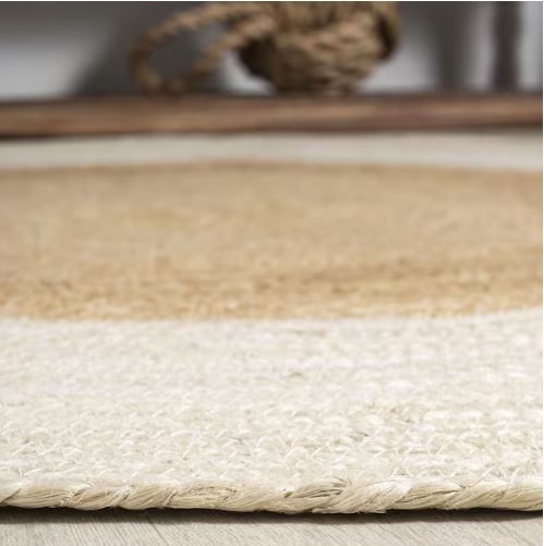 Oceana Two-Tone Boho Jute Circle Cream/Natural 4 ft. Round Area Rug