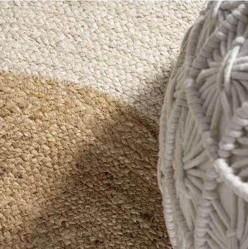 Oceana Two-Tone Boho Jute Circle Cream/Natural 4 ft. Round Area Rug