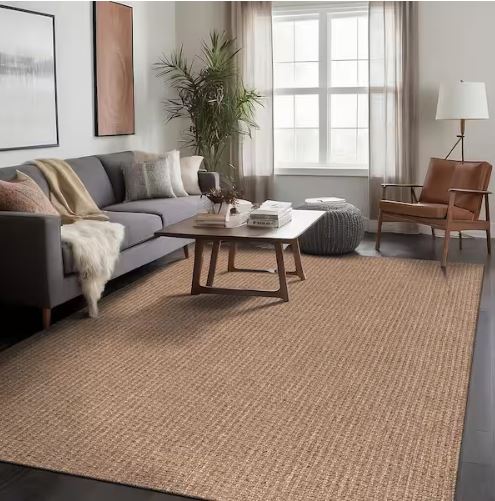 Natural 6 ft. x 9 ft. Wooly Easy Jute Washable Indoor Outdoor Area Rug