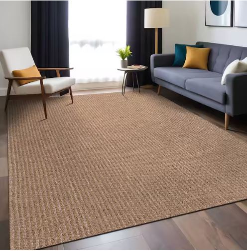 Natural 6 ft. x 9 ft. Wooly Easy Jute Washable Indoor Outdoor Area Rug