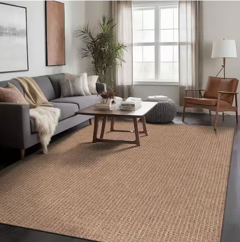 Natural 5 ft. x 7 ft. Wooly Easy Jute Washable Indoor Outdoor Area Rug