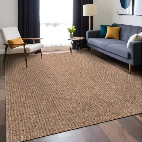 Natural 5 ft. x 7 ft. Wooly Easy Jute Washable Indoor Outdoor Area Rug