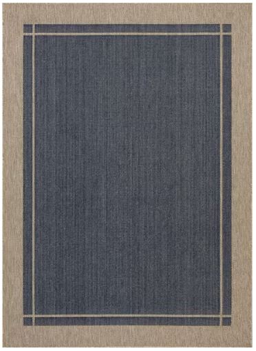 Navy Center Border 5 ft. x 7 ft. Indoor/Outdoor Area Rug