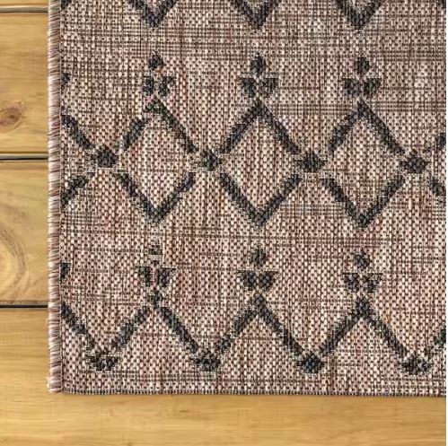 Ourika Moroccan Geometric Textured Weave Natural/Black 5 ft. x 8 ft. Indoor/Outdoor Area Rug