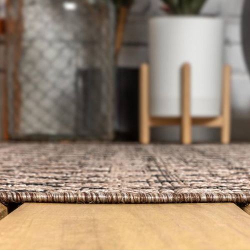 Ourika Moroccan Geometric Textured Weave Natural/Black 5 ft. x 8 ft. Indoor/Outdoor Area Rug