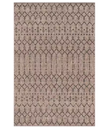 Ourika Moroccan Geometric Textured Weave Natural/Black 5 ft. x 8 ft. Indoor/Outdoor Area Rug