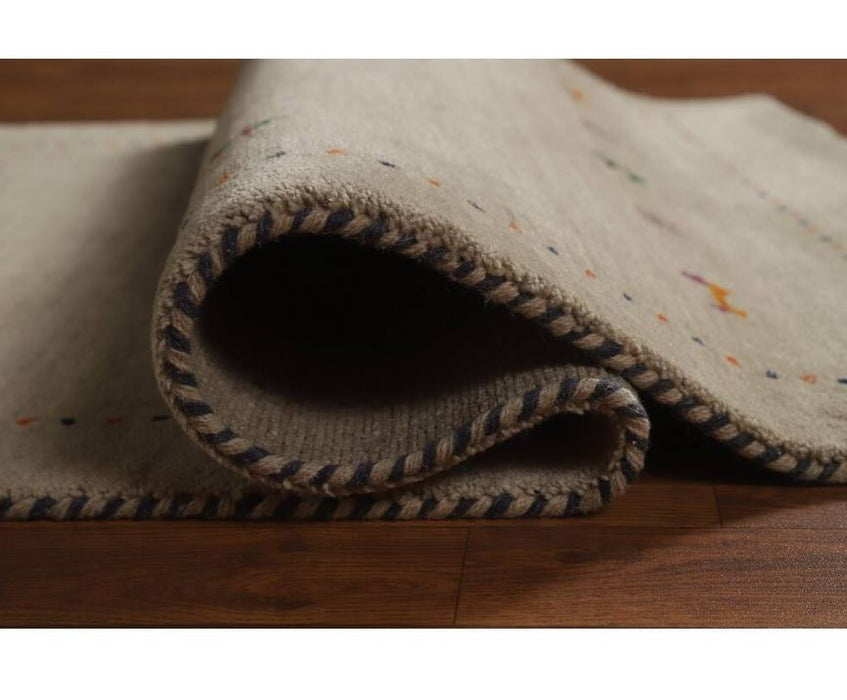 Hand Knotted Oriental 100% Wool Carpet Tribal Animal Pictorial Beige & Ivories Gabbeh Area Rug - 4' 10'' X 2' 9''