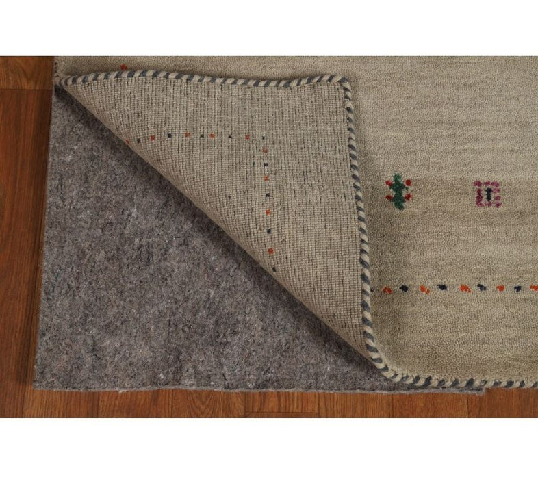 Hand Knotted Oriental 100% Wool Carpet Tribal Animal Pictorial Beige & Ivories Gabbeh Area Rug - 4' 10'' X 2' 9''