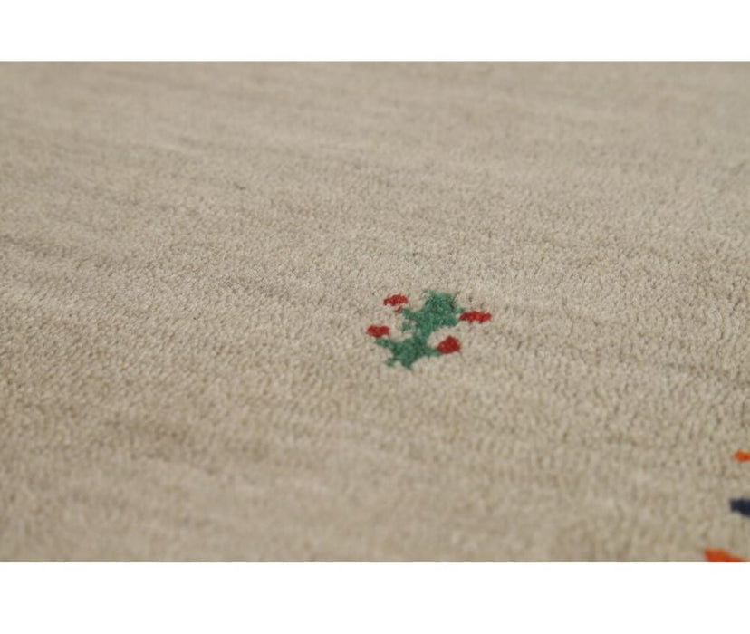 Hand Knotted Oriental 100% Wool Carpet Tribal Animal Pictorial Beige & Ivories Gabbeh Area Rug - 4' 10'' X 2' 9''
