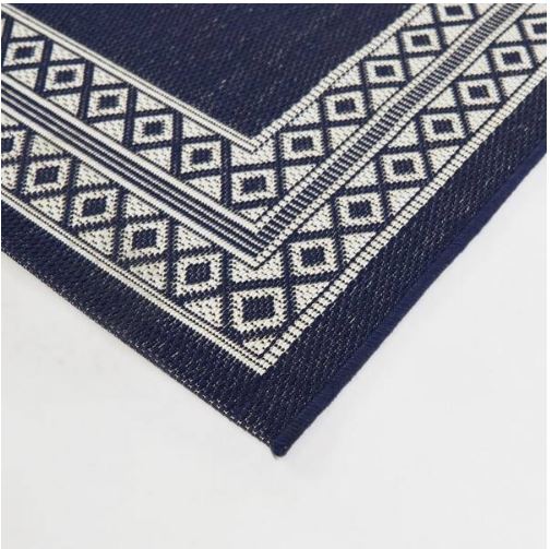 Navy 5 ft. x 7 ft. Diamond Border Indoor/Outdoor Area Rug