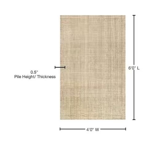Hiro Hand Woven Chunky Jute Ivory 4 ft. x 6 ft. Area Rug