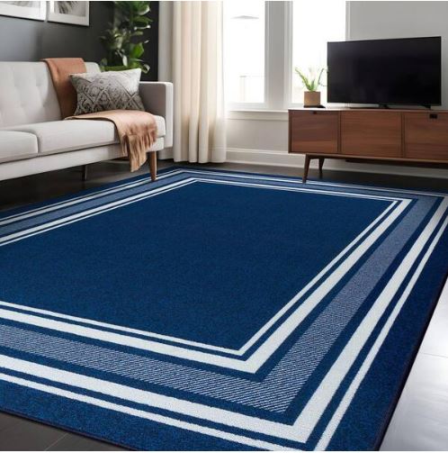 3 X 5 Navy Carmel Bordered Non Slip Indoor Area Rug
