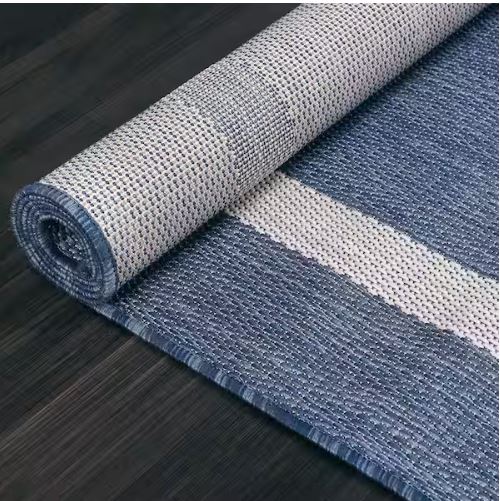 Waikiki Blue/White 6 ft. x 9 ft. Bordered Indoor/Outdoor Area Rug