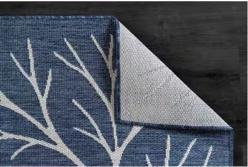 Flora Blue 6 ft. x 9 ft. Coral Branch Washable Indoor Outdoor Area Rug