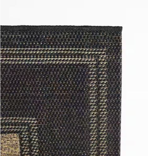 Black/Brown 8 x 10 Border Indoor/Outdoor Area Rug
