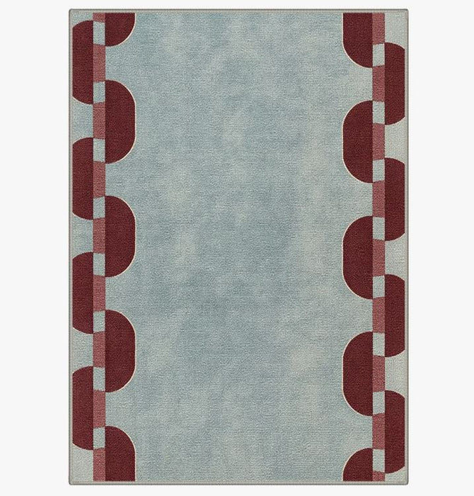8x10 Modern Geometric Machine Washable Chain Link Blue Indoor Area Rug With Non-Slip Backing