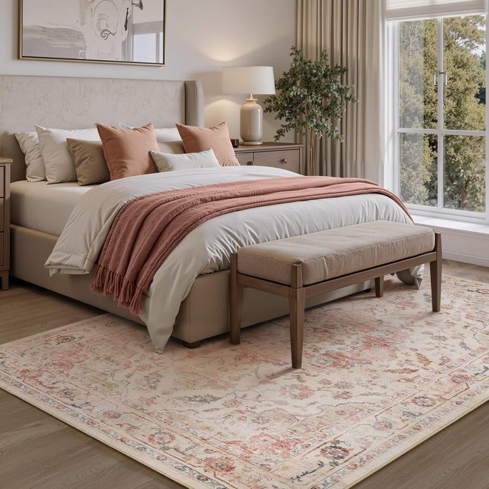 PADOOR 9X12 Area Rug, Rugs for Living Room, Soft Pink Rugs for Bedroom, Machine Washable Rug Non Slip Carpet for Dining Room Living Room Bedside Office