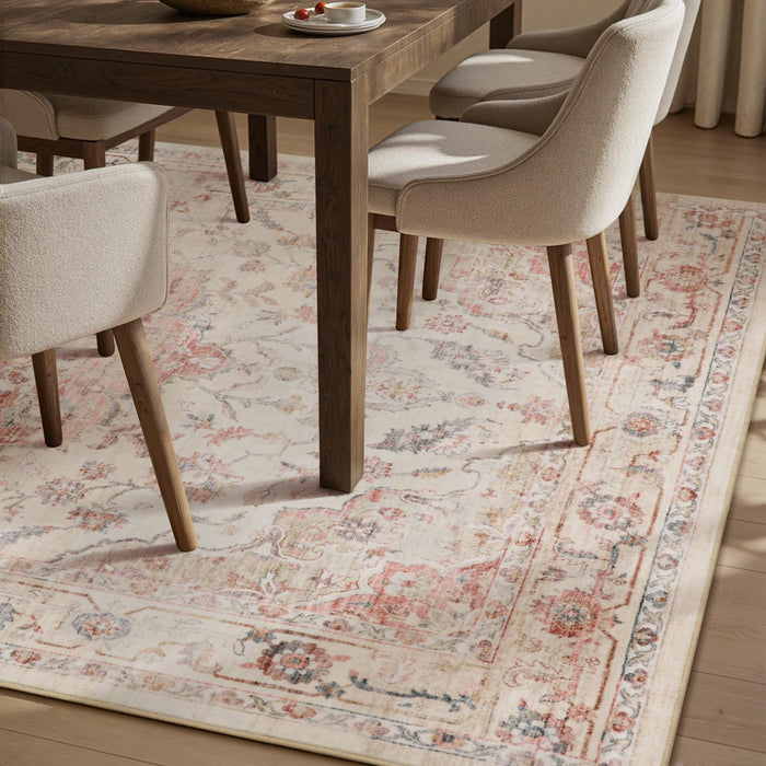 PADOOR 9X12 Area Rug, Rugs for Living Room, Soft Pink Rugs for Bedroom, Machine Washable Rug Non Slip Carpet for Dining Room Living Room Bedside Office
