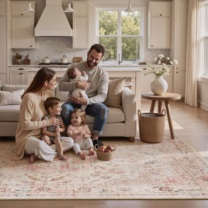 PADOOR 9X12 Area Rug, Rugs for Living Room, Soft Pink Rugs for Bedroom, Machine Washable Rug Non Slip Carpet for Dining Room Living Room Bedside Office