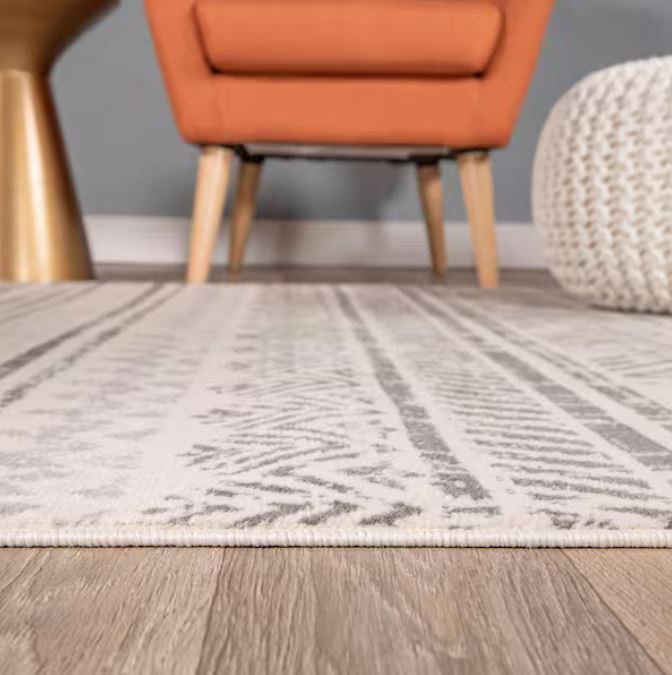 Monaco Gray 2 ft. 7 in. x 12 ft. Geometric Bohemian Design Runner Rug