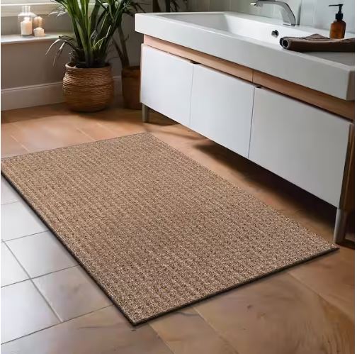 Natural 2 ft. x 3 ft. Wooly Easy Jute Washable Indoor Outdoor Area Rug