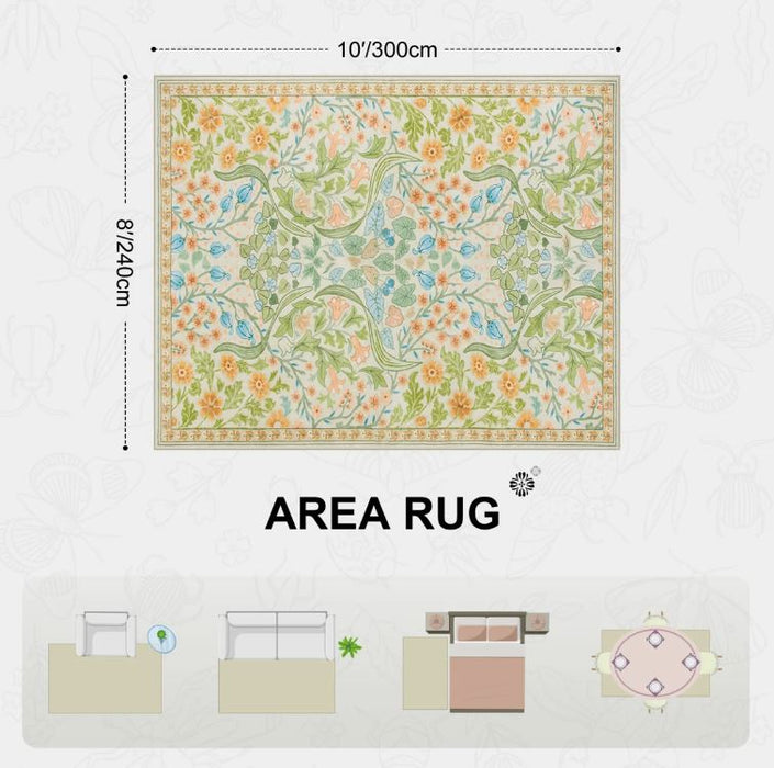 8x10 Kaldi Floral Washable Area Rug – Intricate Nature-Inspired Design, Non-Slip Soft Floor Mat for Living Room, Bedroom, and Entryway