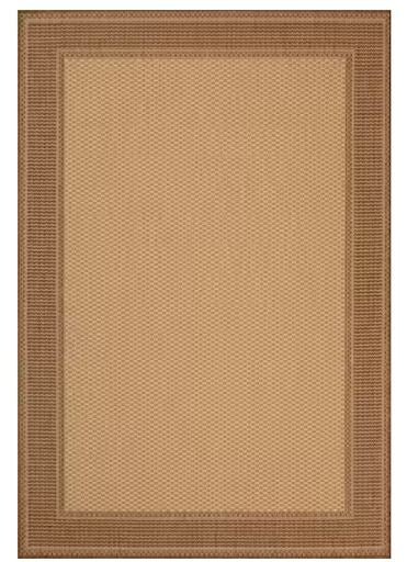Brown/Beige Texture Border 5 ft. x 7 ft. Indoor/Outdoor Area Rug