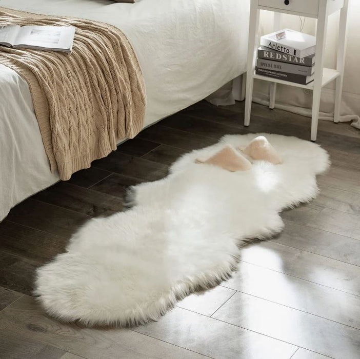 2' x 6' White Shag Novelty Faux Sheepskin Fur Fluffy Rug